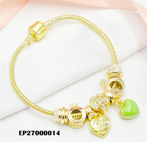 [EP27000014] PANDORA C/CHARMS DIJES COLGANTES:CORAZONES 💚💛