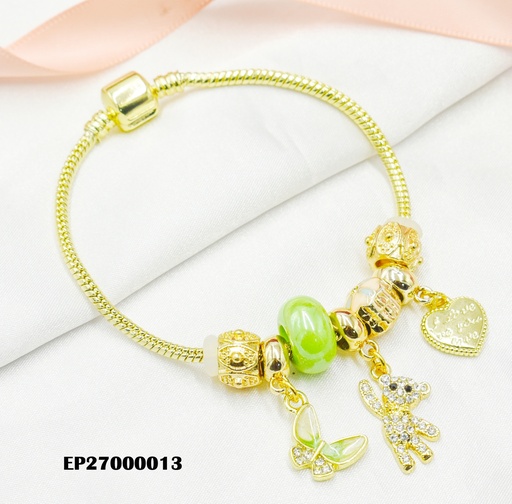 [EP27000013] PANDORA C/CHARMS DIJES COLGANTES:OSO ZIRC/🦋/💛