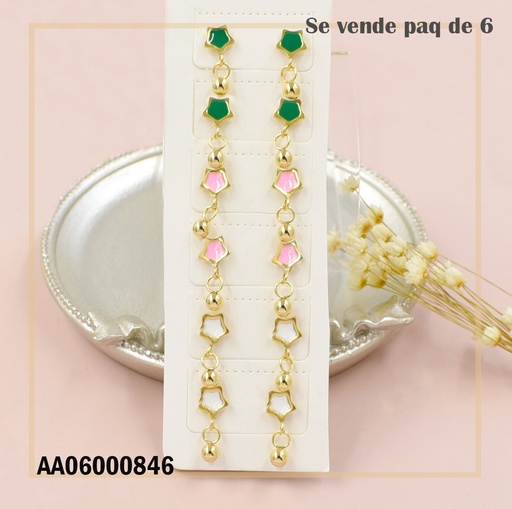[AA06000846] PAQUETE 6 PARES ARETES ESTRELLAS COL.VARIOS