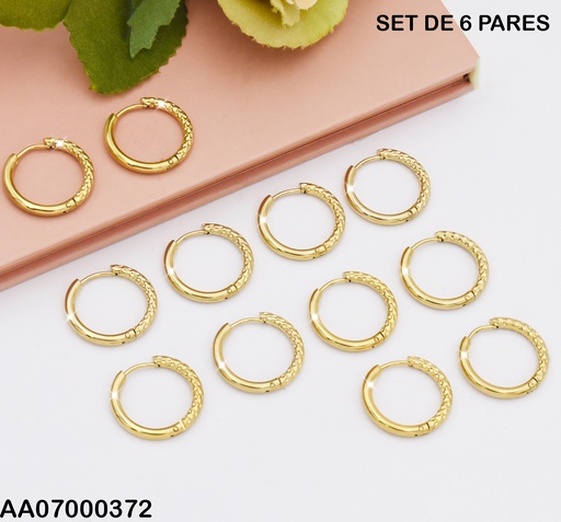 [AA07000372] PAQUETE 6 PARES DE ARGOLLAS TORNEADAS W3282