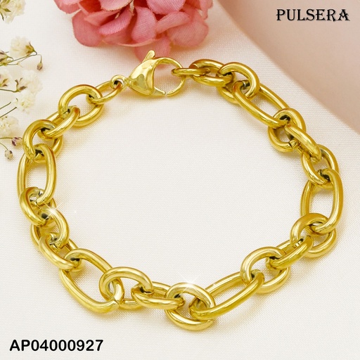[AP04000927] PULSERA ACERO CON ESLABONES GRANDES Y TRES ESLABONES PEQUEÑOS