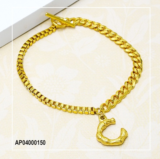 [AP04000150] PULSERA ACERO GRUESA CON LETRA C