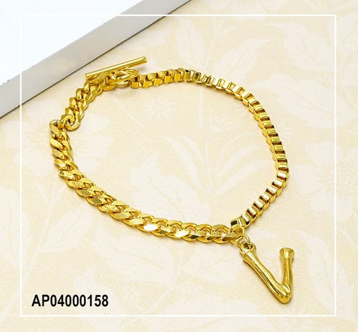 [AP04000158] PULSERA ACERO GRUESA CON LETRA V