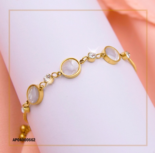[AP04000662] PULSERA AJUSTABLE 3 RUEDAS CONCHA NÁCAR