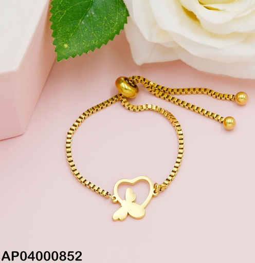 [AP04000852] PULSERA AJUSTABLE CENTRO CROQUI CORAZÓN C/SILUETA DE ABEJA