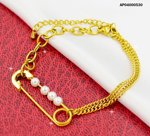 [AP04000530] PULSERA DIJE GACILLA CON PERLAS