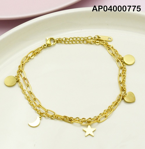 [AP04000775] PULSERA DOBLE DIJES:🌙/⭐/🟡/💛