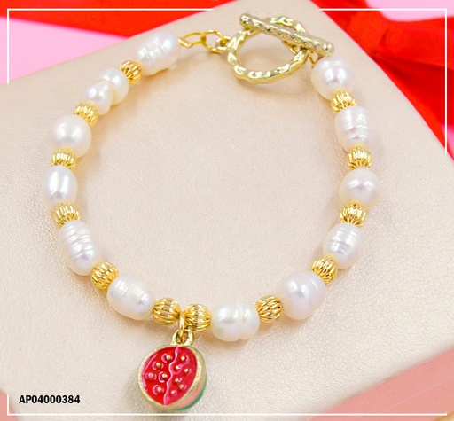 [AP04000384] PULSERA DORADA BLANCA DIJE SANDÍA