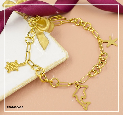 [AP04000483] PULSERA DORADA DIJES ESTRELLA/DELFÍN/TORTUGA