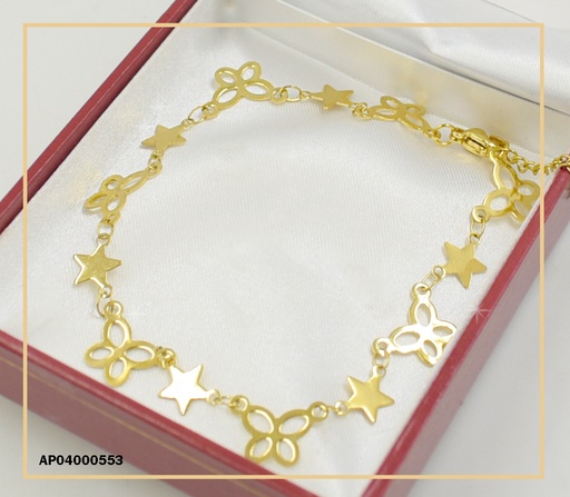 [AP04000553] PULSERA DORADA ESLABONES ESTRELLAS Y MARIPOSAS