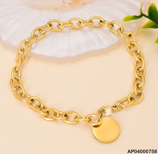 [AP04000758] PULSERA ESLABONES GRANDES DIJE PLACA RD