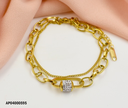 [AP04000595] PULSERA ESLABONES GRANDES ▀ C/PELOTITA DE FUEGO
