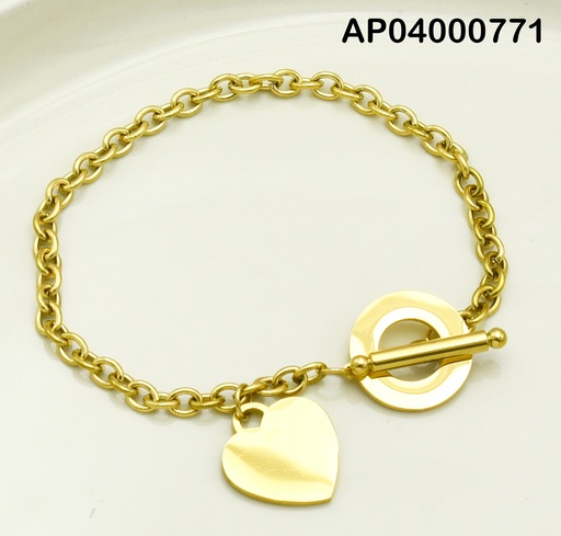 [AP04000771] PULSERA ESTILO TIFFANY PLACA CORAZÓN Y O