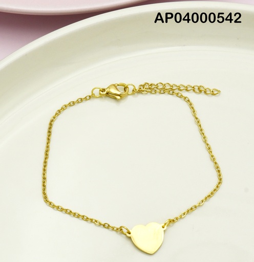 [AP04000542] PULSERA FINA DIJE PLACA CORAZÓN AL CENTRO