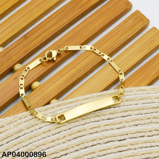 [AP04000896] PULSERA INFANTIL FINA DORADA C/PLACA 2.5NK (LOVE)