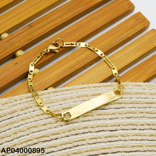 [AP04000895] PULSERA INFANTIL FINA DORADA C/PLACA 2.5NK(CRUCES CALADAS)