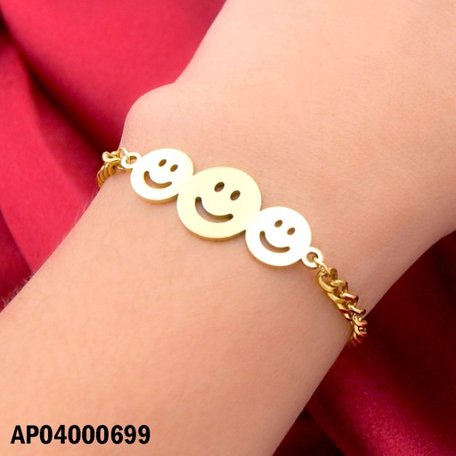 [AP04000699] PULSERA MARTILLADA CENTRO:3 CARITAS AMPLIA SONRISA