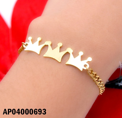 [AP04000693] PULSERA MARTILLADA CENTRO:3 PLACAS CORONA