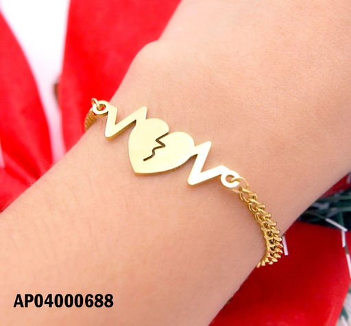 [AP04000688] PULSERA MARTILLADA CENTRO:PLACA CORAZÓN💔