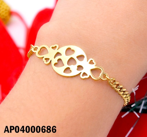 [AP04000686] PULSERA MARTILLADA CENTRO:RD CALADO CORAZONES