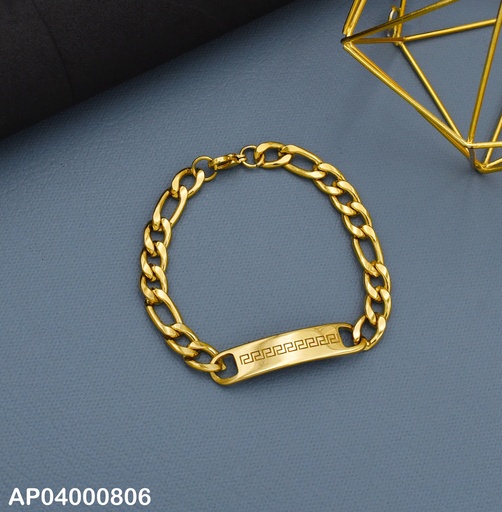 [AP04000806] PULSERA MARTILLADA CON PLACA GRABADO MAYA 21CM