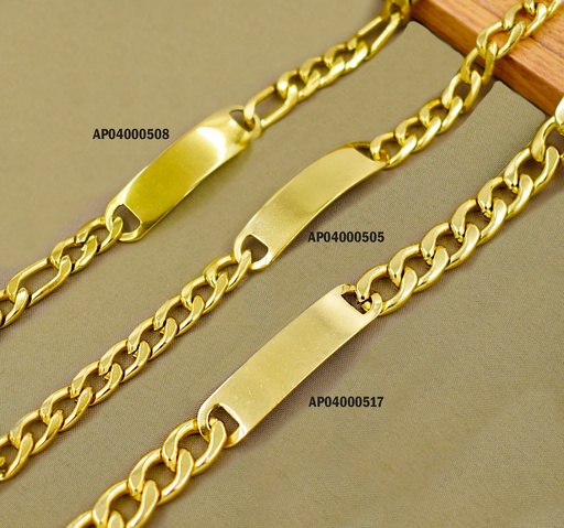 [AP04000517] PULSERA MARTILLADA GRUESA C/PLACA 2.3NK ESLABONES UNIFORMES