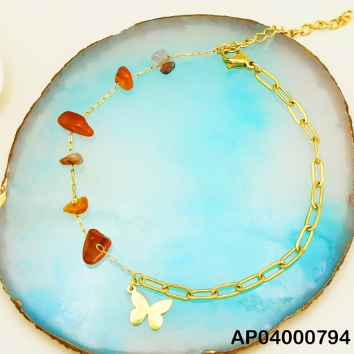 [AP04000794] PULSERA MITAD ESLABONES/PIEDRAS COLORES