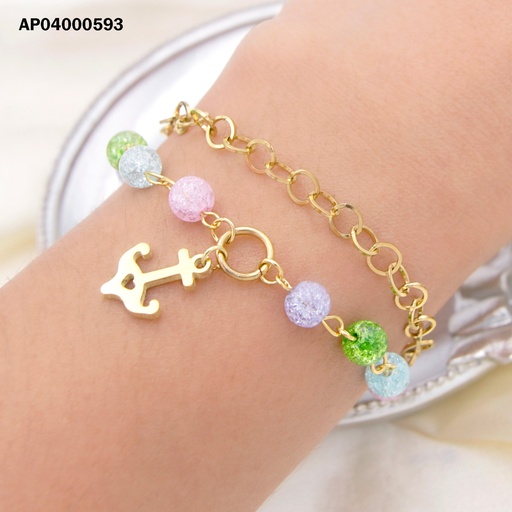 [AP04000593] PULSERA PELOTITAS COLORES DIJES ANCLAS