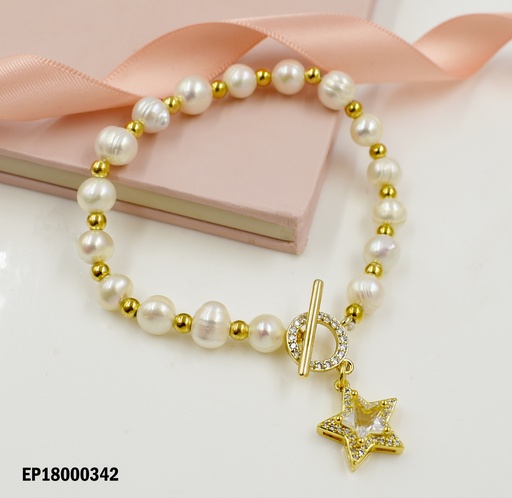 [EP18000342] PULSERA PERLAS CULTIVADAS DIJE:ESTRELLA ZIRCONIA
