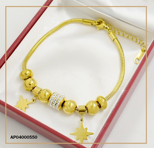 [AP04000550] PULSERA RÍGIDA DIJES VARIOS Y ESTRELLAS COLGANTES