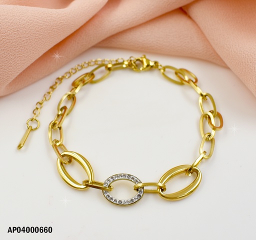 [AP04000660] PULSERA TRES CROQUIS DE ÓVALOS AL CENTRO