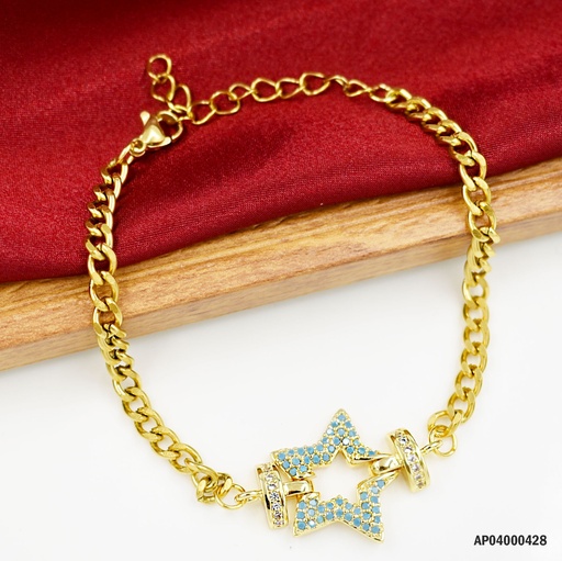 [AP04000428] PULSERA UNIDA POR ESTRELLA CON ZIRCONIAS TURQUESAS