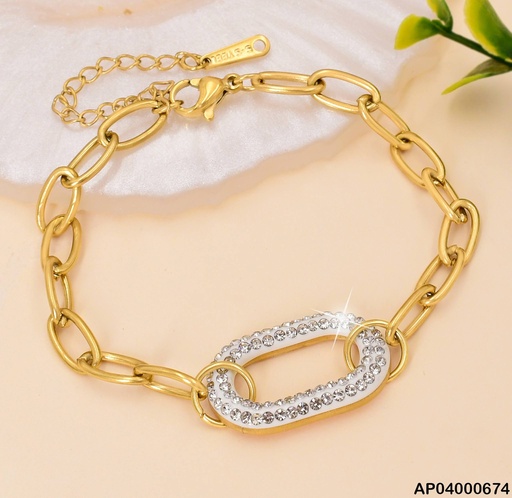 [AP04000674] PULSERA ÓVALO ALARGADO DE ZIRCONIAS