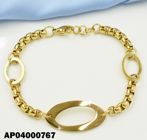 [AP04000767] PULSERA ÓVALOS DORADOS ESLABONES CADENA