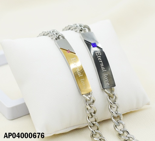 [AP04000676] PULSERAS P/PAREJA ZIRCONIA🟦/🟥"ETERNAL LOVE"
