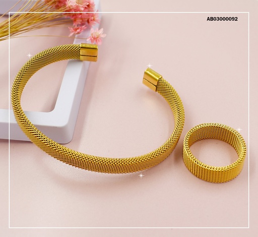 [AB03000092] SET BRAZALETE CON ANILLO ESTILO MALLA
