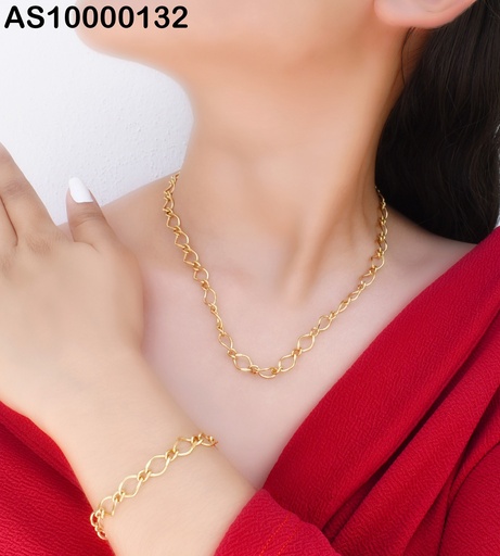 [AS10000132] SET CADENA-PULSERA ESLABONES OVALADOS