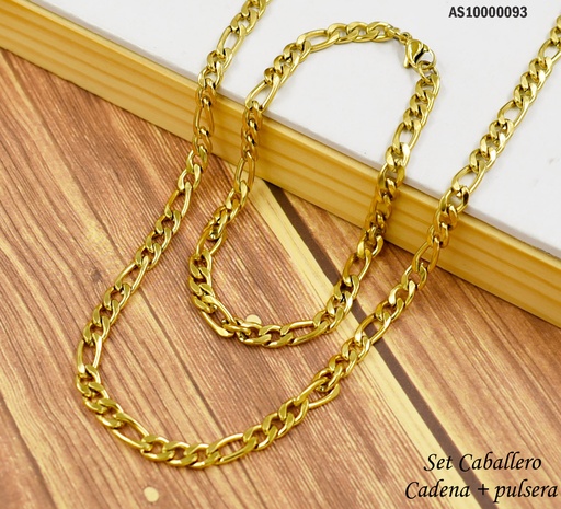 [AS10000093] SET CADENA/PULSERA MARTILLADA 1.0NK C 60CM/P 22CM ESLB.ALARGADOS