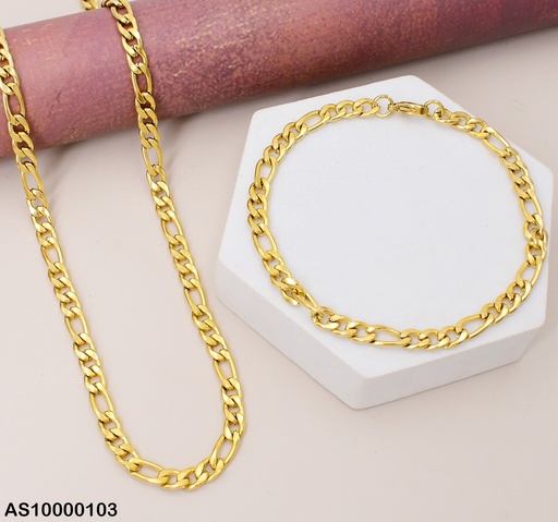 [AS10000103] SET CADENA/PULSERA MARTILLADA ESLAB.3EN1 1.4NK A6957