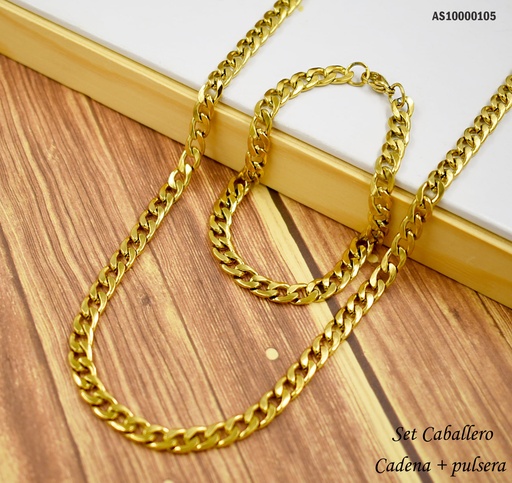 [AS10000105] SET CADENA/PULSERA MARTILLADA 1.6NK/C 61CM P 21.5 ESLAB ALARGADOS