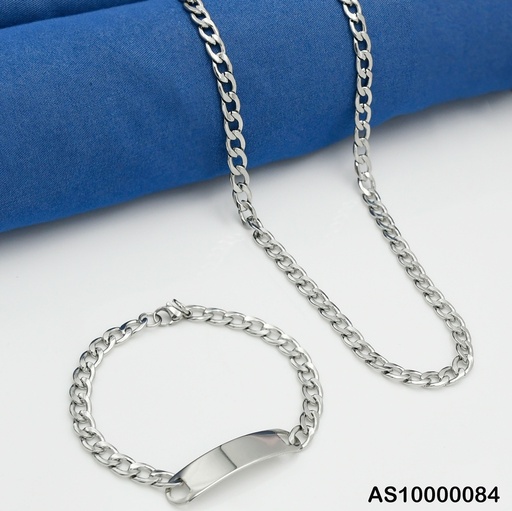[AS10000084] SET CADENA/PULSERA PLATEADA ESLAB.UNIF. 1.6NK