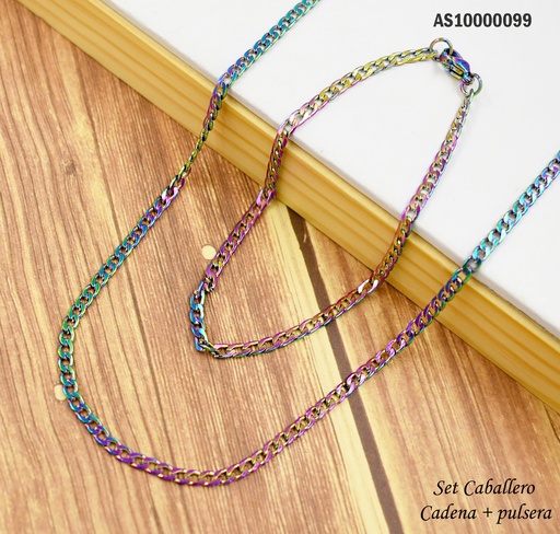[AS10000099] SET CADENA/PULSERA TORNASOL 0.8NK LARGO C 60CM/P 21CM