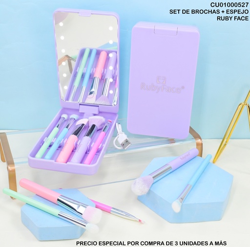 [CU01000527] SET DE BROCHA C/ESPEJO RUBY FACE MR05