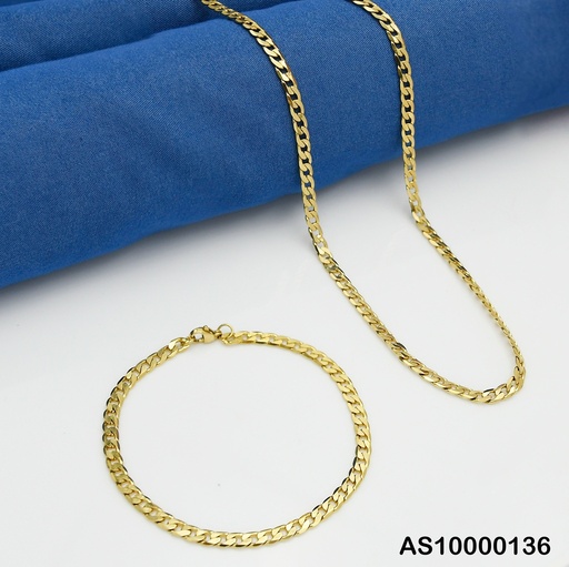 [AS10000136] SET CADENA/PULSERA SIN PLACA ESLAB.UNIF 1.2NK A6956