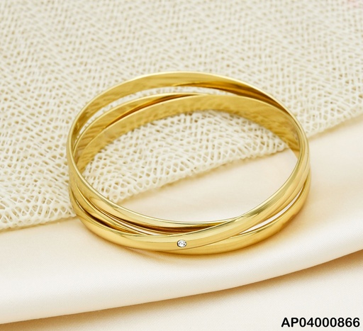 [AP04000866] TRÍO PULSERAS DORADAS LISAS C/ZIRCONIA RD CENTRO